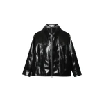 Arbor Crackled Faux Leather Jacket - Black by The Frankie Shop - Jackets The Frankie Shop Arbor Crackled Faux Leather Jacket - Black - Oversized Minimalist Jackets in Black - Shop at Luxury Shoes
