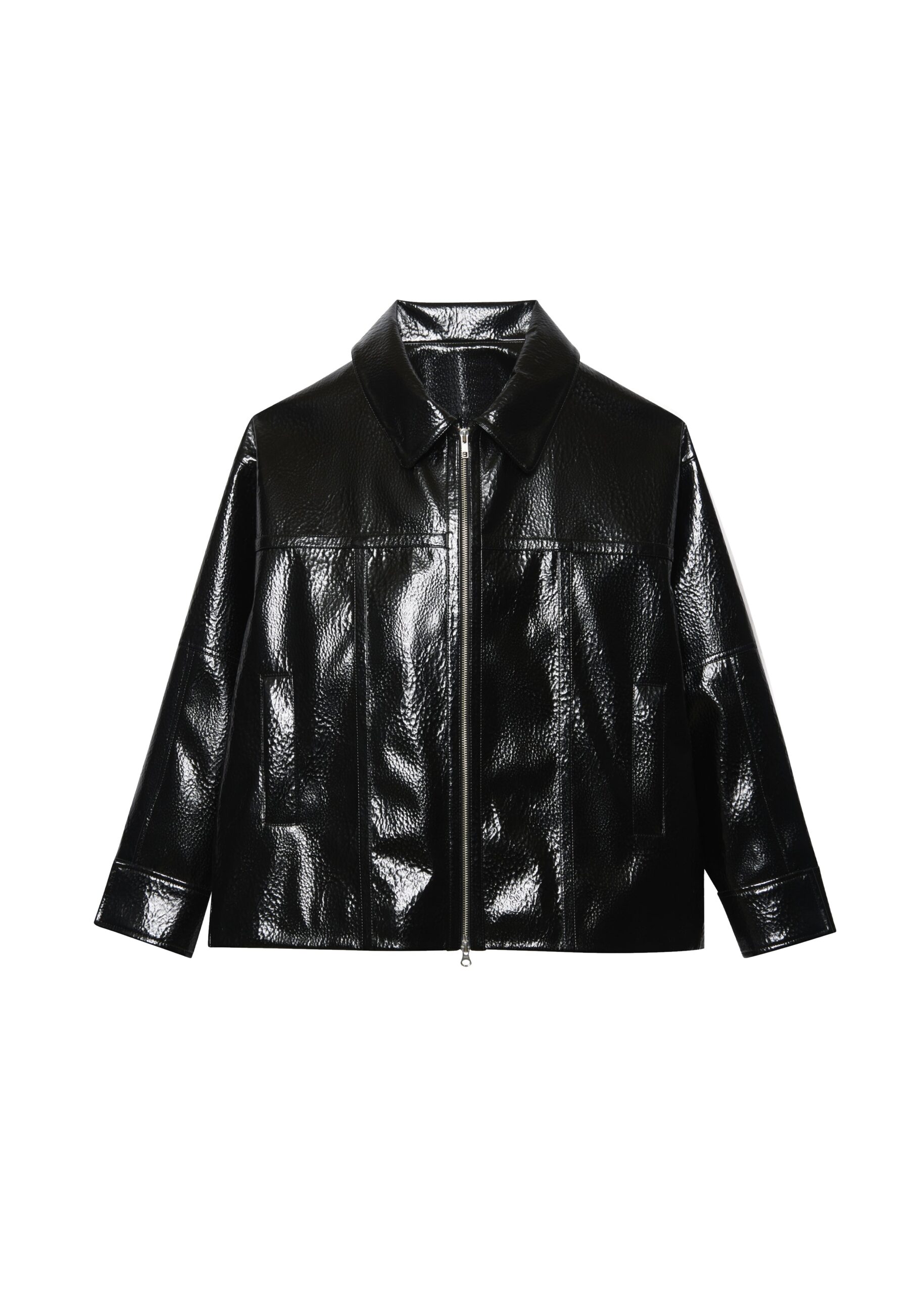 Arbor Crackled Faux Leather Jacket - Black by The Frankie Shop - Jackets The Frankie Shop Arbor Crackled Faux Leather Jacket - Black - Oversized Minimalist Jackets in Black - Shop at Luxury Shoes
