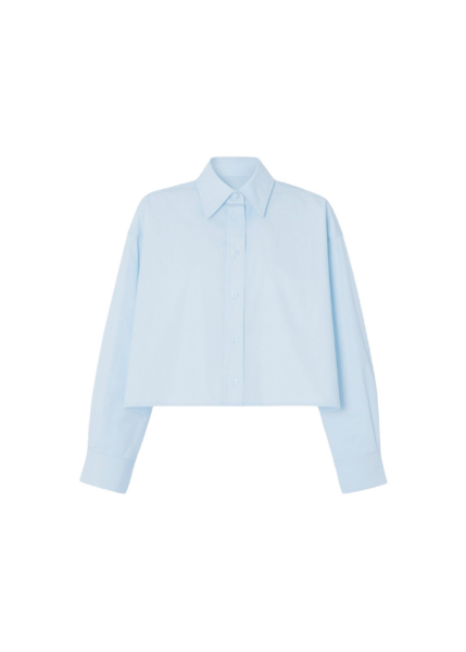 The Frankie Shop Arlen Cotton Boxy Shirt - Light Blue - Oversized Minimalist Tops in Blue - Shop at Luxury Shoes 
