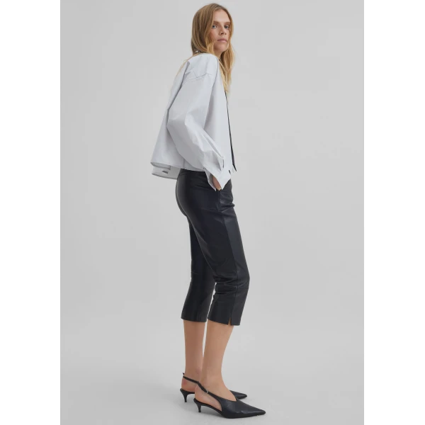 The Frankie Shop Arlen Cotton Boxy Shirt - Slate Grey - Oversized Minimalist Tops in Grey - Shop at Luxury Shoes 