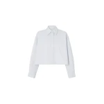 The Frankie Shop Arlen Cotton Boxy Shirt - Slate Grey - Oversized Minimalist Tops in Grey - Shop at Luxury Shoes 