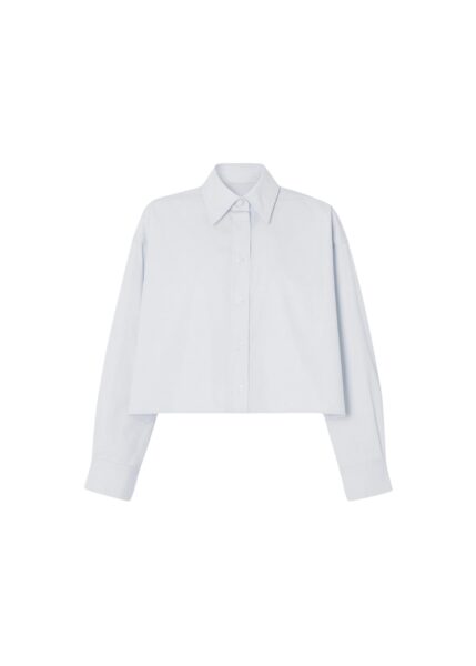 The Frankie Shop Arlen Cotton Boxy Shirt - Slate Grey - Oversized Minimalist Tops in Grey - Shop at Luxury Shoes 