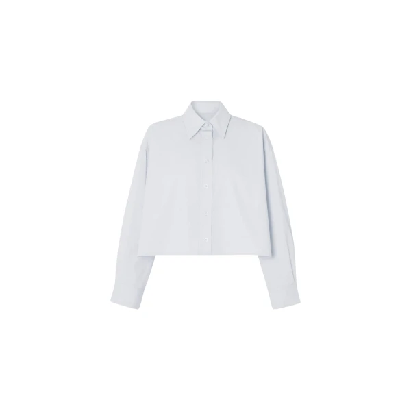 The Frankie Shop Arlen Cotton Boxy Shirt - Slate Grey - Oversized Minimalist Tops in Grey - Shop at Luxury Shoes 