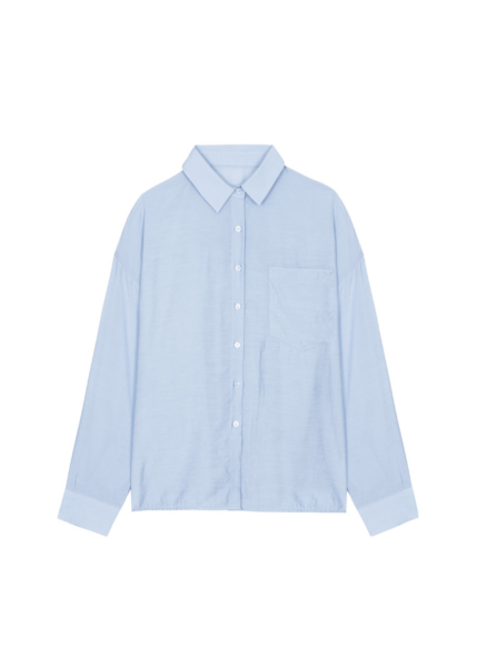 The Frankie Shop Ascain Fluid Shirt - Sky Blue - Oversized Minimalist Tops in Blue - Shop at Luxury Shoes 