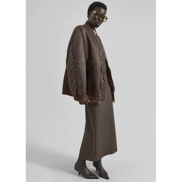 The Frankie Shop Astra Bomber Jacket - Brown - Oversized Minimalist Jackets in Beige - Shop at Luxury Shoes 