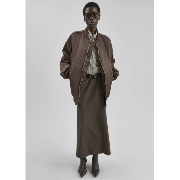 The Frankie Shop Astra Bomber Jacket - Brown - Oversized Minimalist Jackets in Beige - Shop at Luxury Shoes 