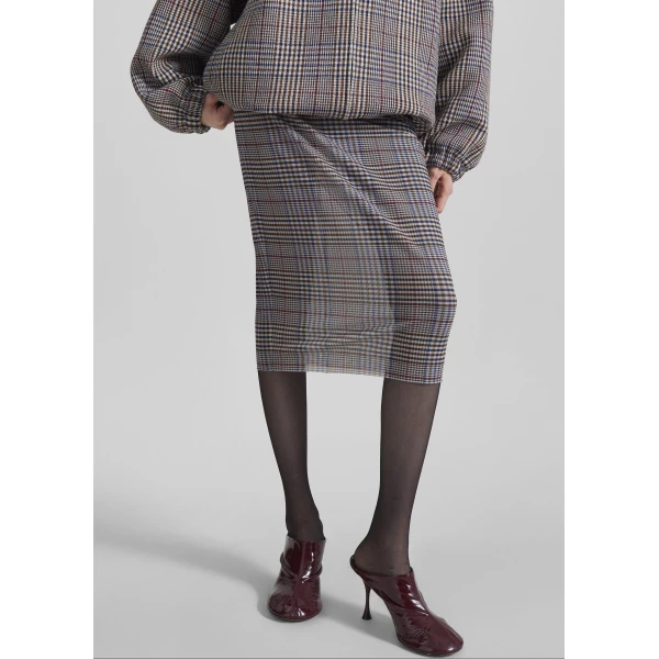 The Frankie Shop Aurora Sheer Mesh Skirt - Beige Glen Plaid - Oversized Minimalist Skirts in Multicolour - Shop at Luxury Shoes 