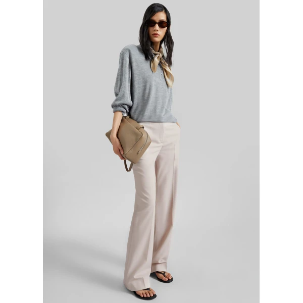 The Frankie Shop Avallon Padded Knit Polo - Grey - Oversized Minimalist Tops in Grey - Shop at Luxury Shoes 