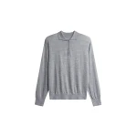 The Frankie Shop Avallon Padded Knit Polo - Grey - Oversized Minimalist Tops in Grey - Shop at Luxury Shoes 