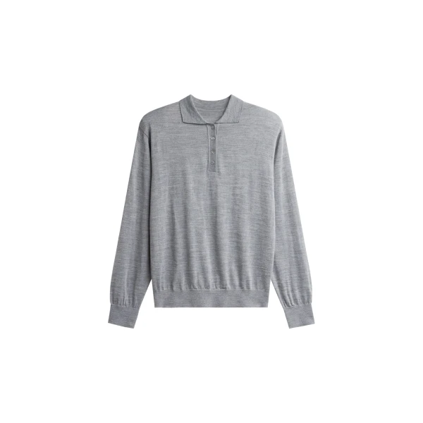 The Frankie Shop Avallon Padded Knit Polo - Grey - Oversized Minimalist Tops in Grey - Shop at Luxury Shoes 