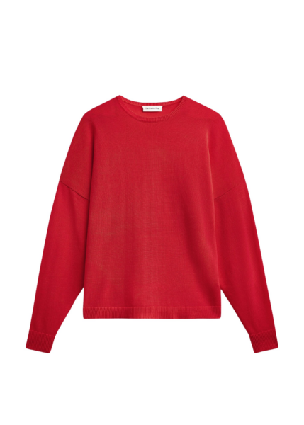 The Frankie Shop Basel Crew Neck Sweater - Red - Oversized Minimalist Knitwear in Red - Shop at Luxury Shoes 