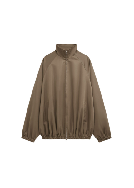 The Frankie Shop Baxter Lustrous Track Jacket - Moss Green - Oversized Minimalist Jackets in Green - Shop at Luxury Shoes 