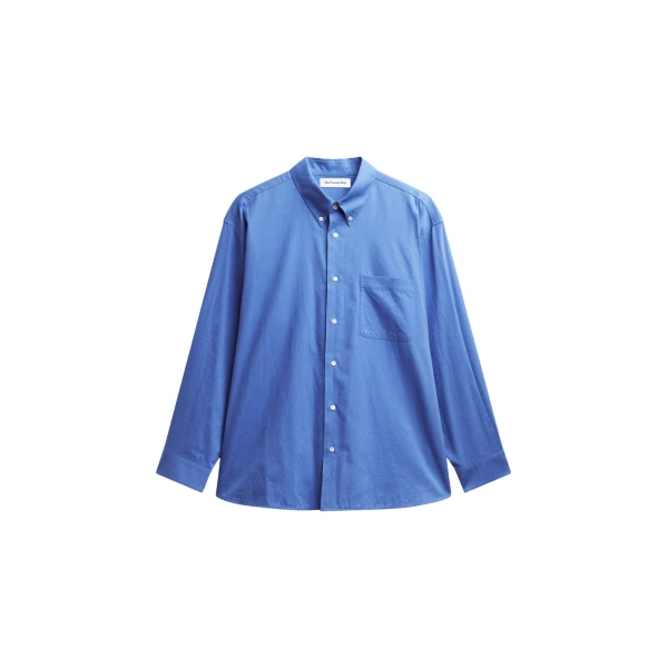 The Frankie Shop Bijnor Oxford Shirt - Blue - Oversized Minimalist Tops in Blue - Shop at Luxury Shoes 