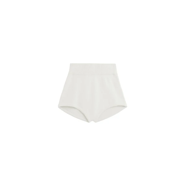 The Frankie Shop Bresica Knit Hot Pants - Ivory - Oversized Minimalist Shorts in Ivory - Shop at Luxury Shoes 