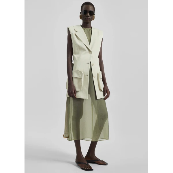 The Frankie Shop Carral Belted Vest - Pale Green - Oversized Minimalist Jackets in Green - Shop at Luxury Shoes 
