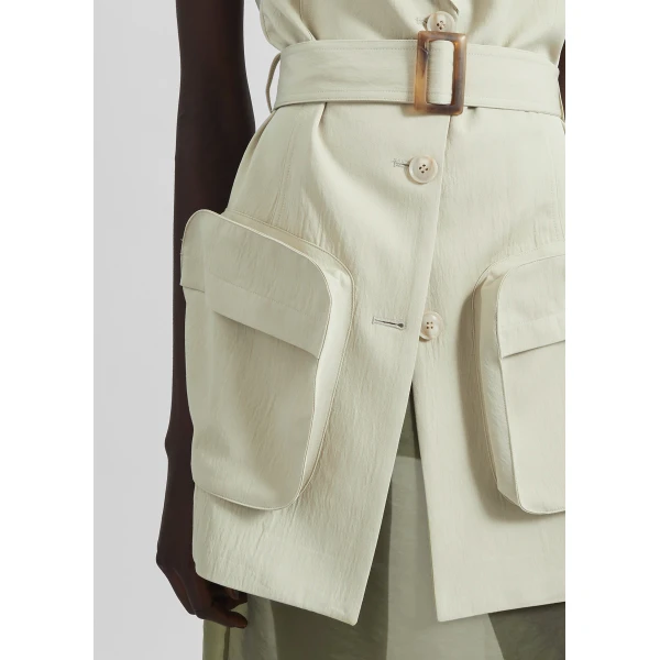 The Frankie Shop Carral Belted Vest - Pale Green - Oversized Minimalist Jackets in Green - Shop at Luxury Shoes 
