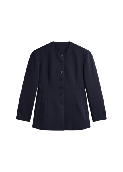 The Frankie Shop Chesnay Collarless Blazer - Navy - Oversized Minimalist Jackets in Blue - Shop at Luxury Shoes 
