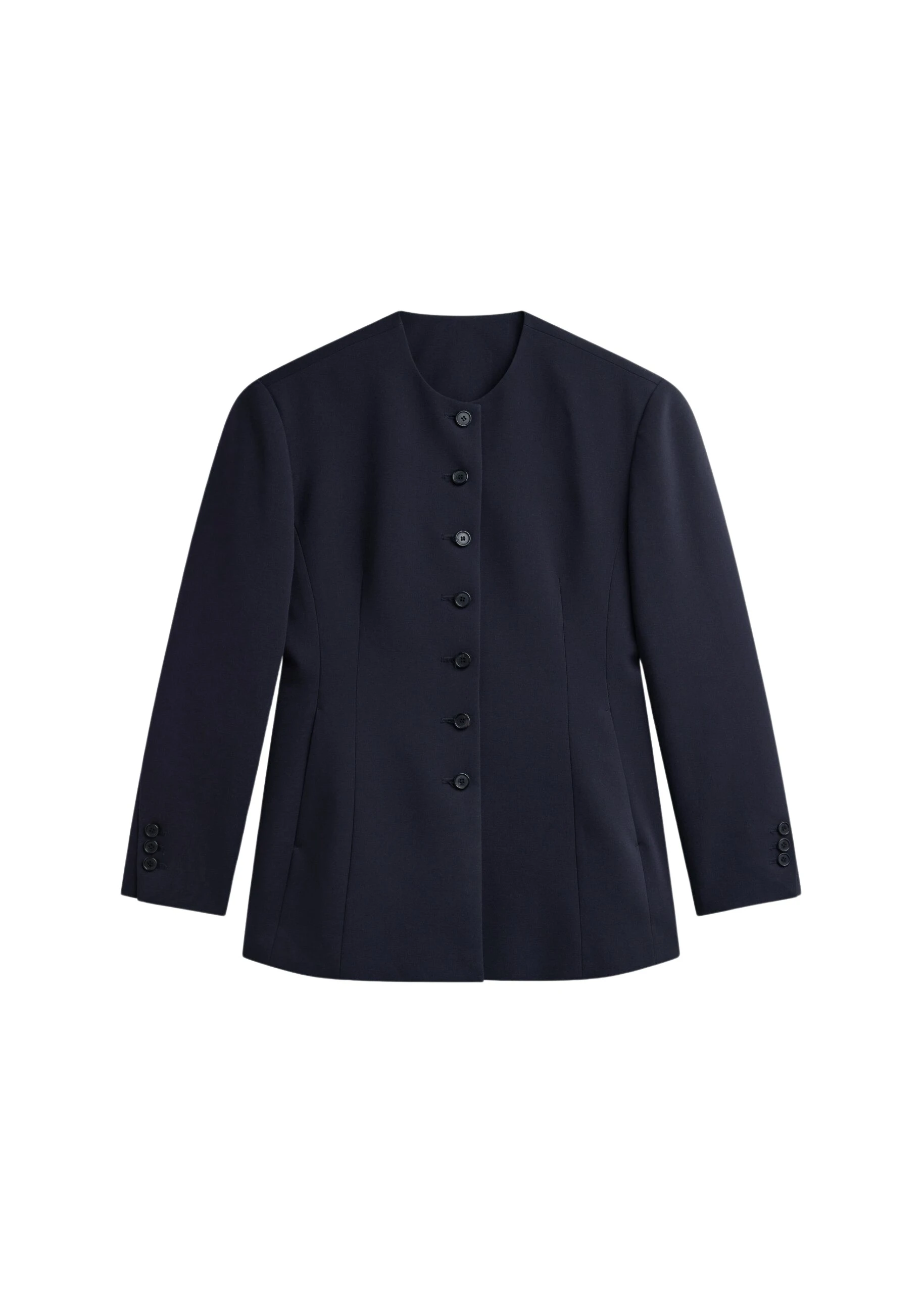The Frankie Shop Chesnay Collarless Blazer - Navy - Oversized Minimalist Jackets in Blue - Shop at Luxury Shoes 