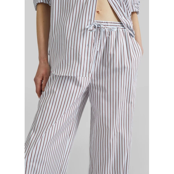 The Frankie Shop Cisco Striped Cotton Trousers - Dark Red/Light Blue - Oversized Minimalist Pants in Multicolour - Shop at Luxury Shoes 