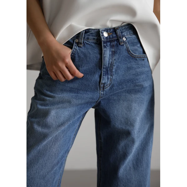 The Frankie Shop Dalston Jeans - Medium Wash - Oversized Minimalist Pants in Grey - Shop at Luxury Shoes 