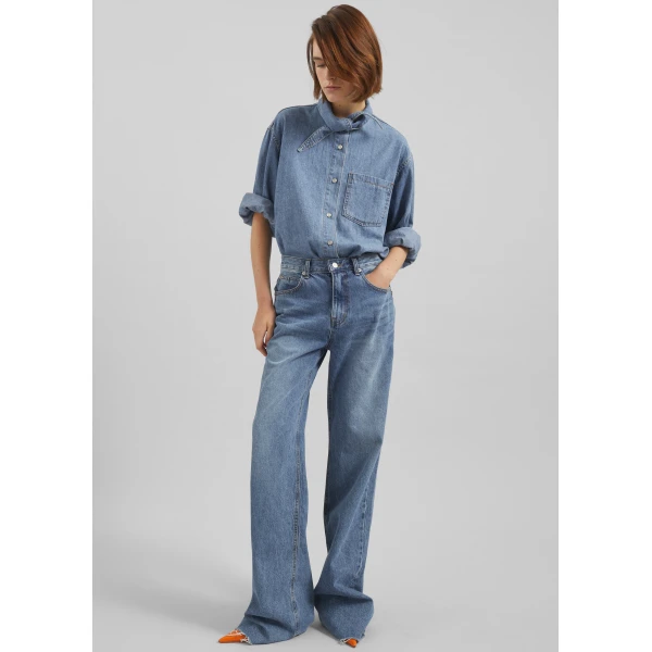 The Frankie Shop Dalston Jeans - Medium Wash - Oversized Minimalist Pants in Grey - Shop at Luxury Shoes 