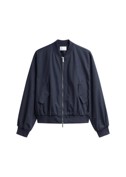 The Frankie Shop Davron Denim Effect Bomber Jacket - Dark Navy - Oversized Minimalist Jackets in Blue - Shop at Luxury Shoes 