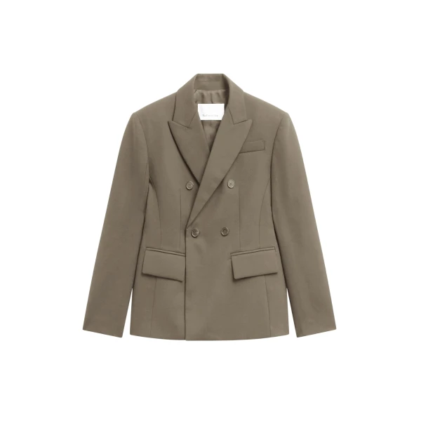 The Frankie Shop Doyer Cinched Blazer - Moss Green - Oversized Minimalist Jackets in Green - Shop at Luxury Shoes 