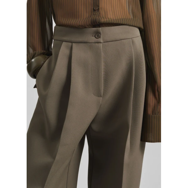 The Frankie Shop Doyer Pleated Trousers - Moss Green - Oversized Minimalist Pants in Green - Shop at Luxury Shoes 