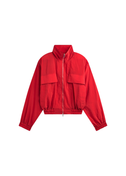 The Frankie Shop Drea Sheer Bomber Jacket - Red - Oversized Minimalist Jackets in Red - Shop at Luxury Shoes 