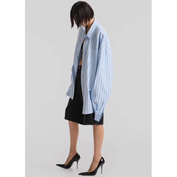 The Frankie Shop Drimna Shirt - Blue Stripe - Oversized Minimalist Tops in Multicolour - Shop at Luxury Shoes 