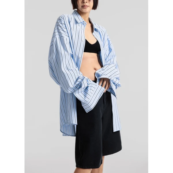 The Frankie Shop Drimna Shirt - Blue Stripe - Oversized Minimalist Tops in Multicolour - Shop at Luxury Shoes 