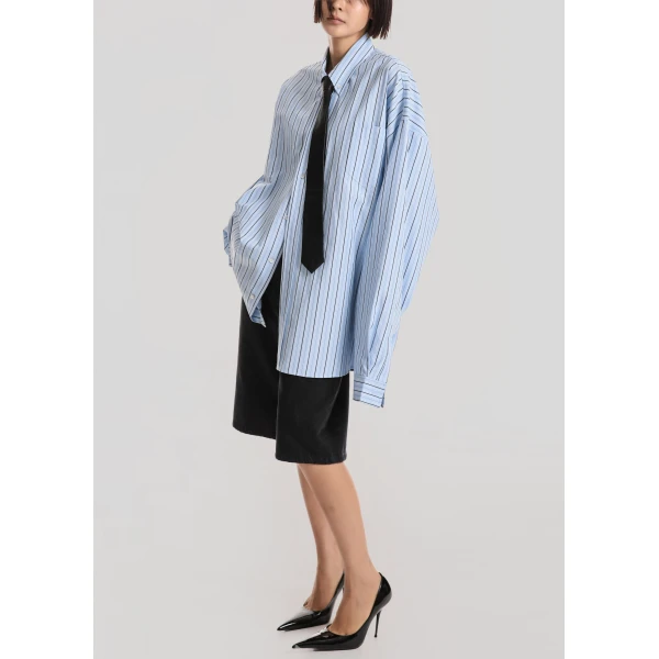 The Frankie Shop Drimna Shirt - Blue Stripe - Oversized Minimalist Tops in Multicolour - Shop at Luxury Shoes 