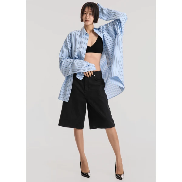 The Frankie Shop Drimna Shirt - Blue Stripe - Oversized Minimalist Tops in Multicolour - Shop at Luxury Shoes 