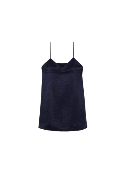The Frankie Shop Elma Satin Mini Dress - Navy - Oversized Minimalist Dresses in Blue - Shop at Luxury Shoes 