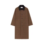 The Frankie Shop Elton Reversible Car Coat - Brown Glen Plaid - Oversized Minimalist Coats in Multicolour - Shop at Luxury Shoes 