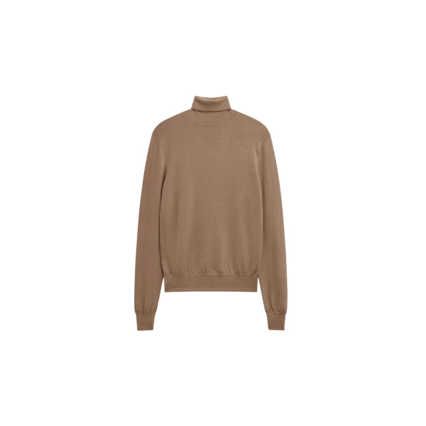 The Frankie Shop Eve Thin Turtleneck Sweater - Camel - Oversized Minimalist Knitwear in Beige - Shop at Luxury Shoes 