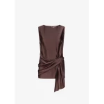 The Frankie Shop Fonda Draped Top - Dark Brown - Oversized Minimalist Tops in Beige - Shop at Luxury Shoes 