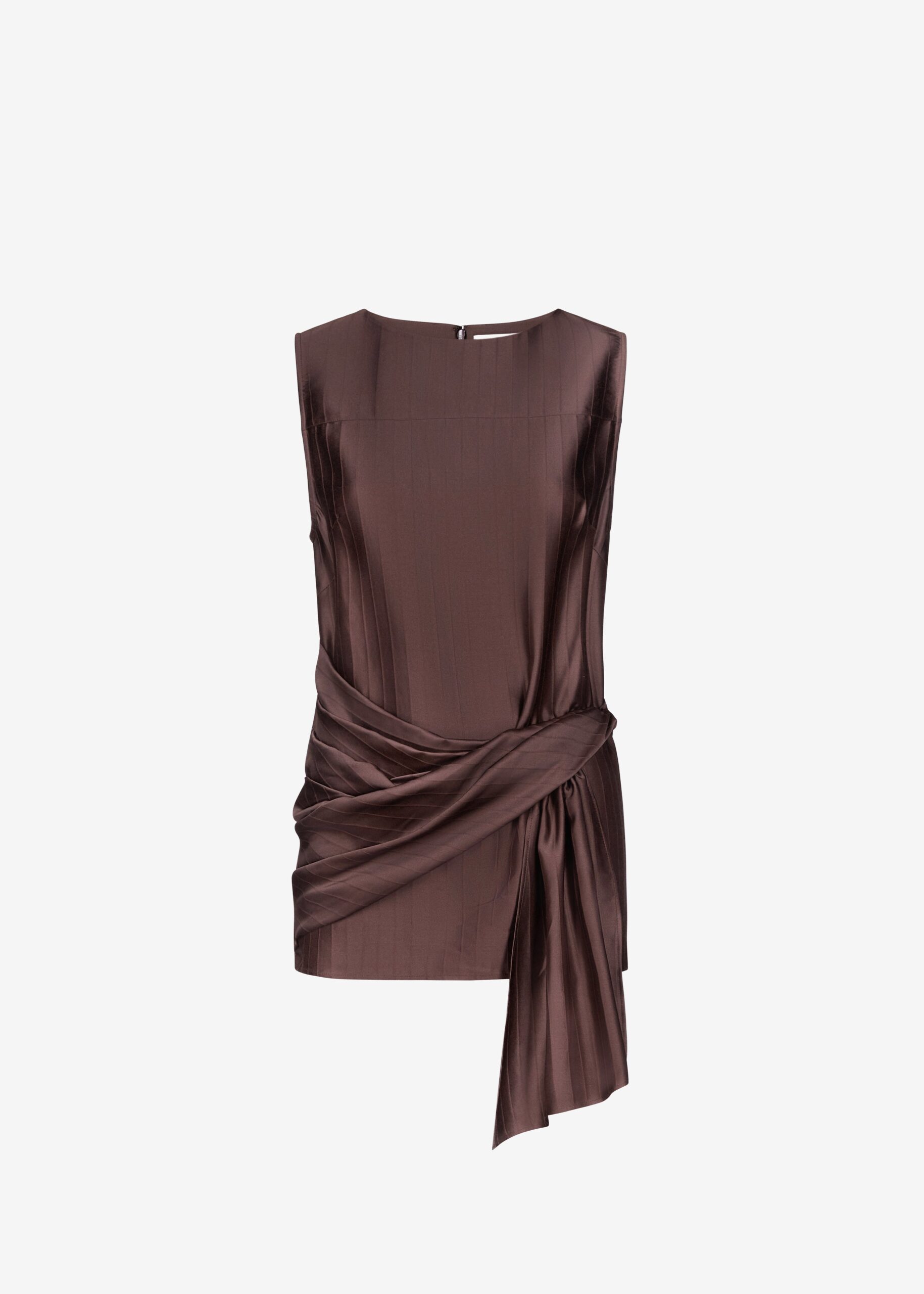 Fonda Draped Top - Dark Brown by The Frankie Shop - Tops The Frankie Shop Fonda Draped Top - Dark Brown - Oversized Minimalist Tops in Beige - Shop at Luxury Shoes