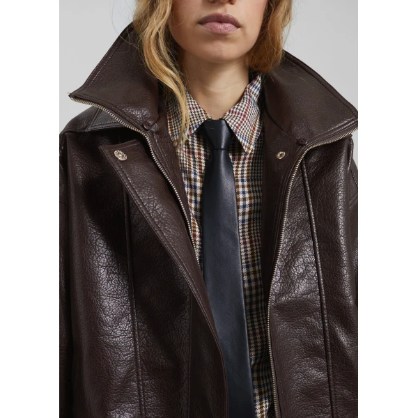 The Frankie Shop Gemonio Faux Leather Jacket - Brown - Oversized Minimalist Jackets in Beige - Shop at Luxury Shoes 
