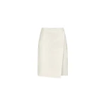 The Frankie Shop Gora Ostrich-Effect Leather Wrap Skirt - Ivory - Oversized Minimalist Skirts in Ivory - Shop at Luxury Shoes 