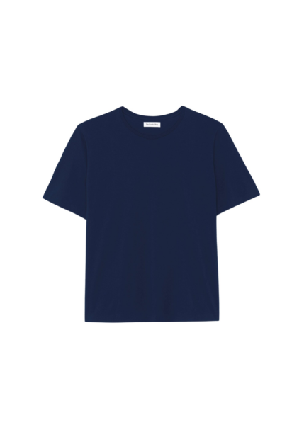 The Frankie Shop Harper Soft Organic T-Shirt - Navy - Oversized Minimalist Tops in Blue - Shop at Luxury Shoes 
