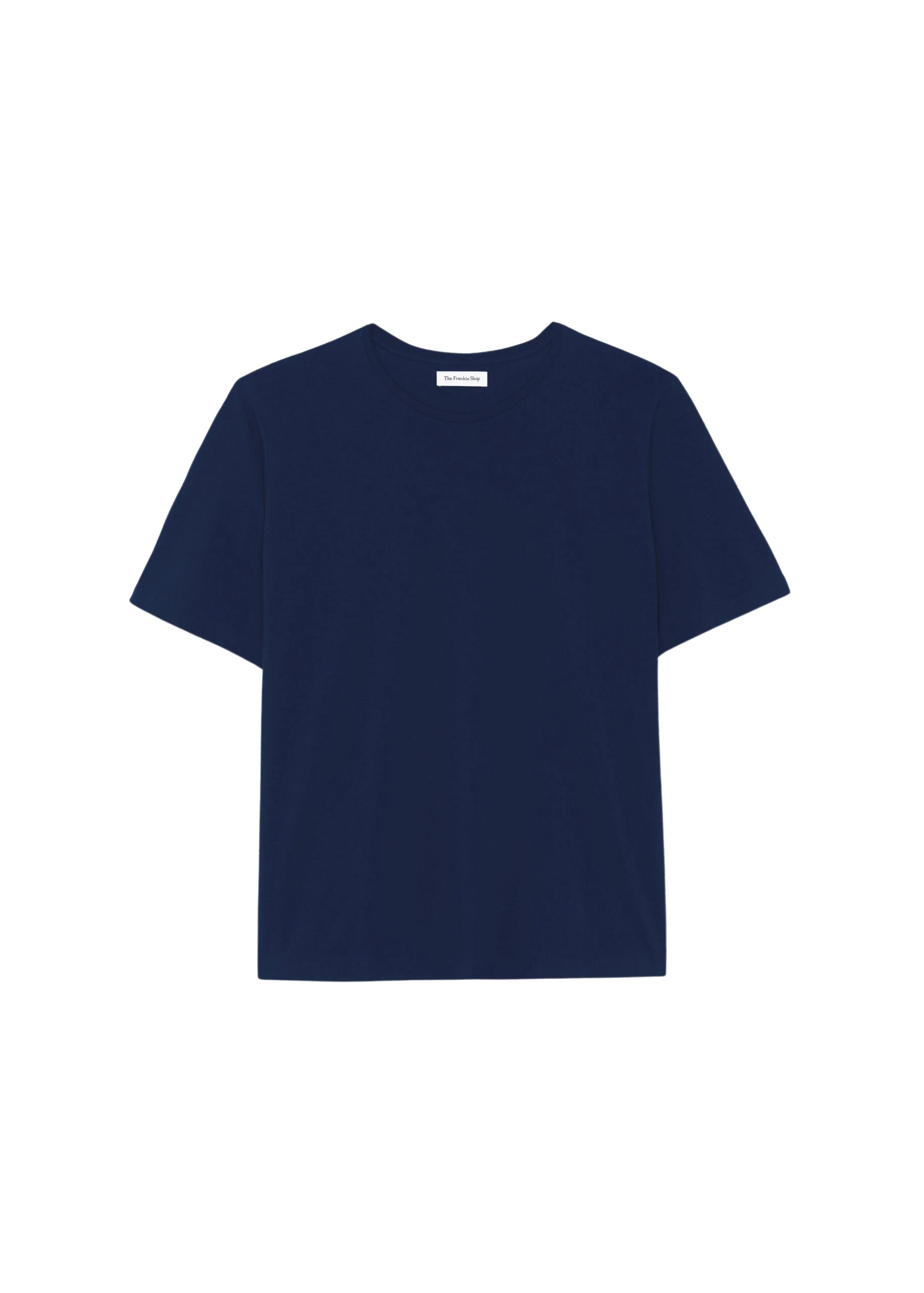 The Frankie Shop Harper Soft Organic T-Shirt - Navy - Oversized Minimalist Tops in Blue - Shop at Luxury Shoes 