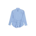 The Frankie Shop Heaton Double-Sleeve Padded Shirt - Blue/White Stripe - Oversized Minimalist Tops in Multicolour - Shop at Luxury Shoes 