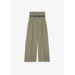 The Frankie Shop Hobart Double Belt Loop Trousers - Pale Olive - Oversized Minimalist Pants in Green - Shop at Luxury Shoes 