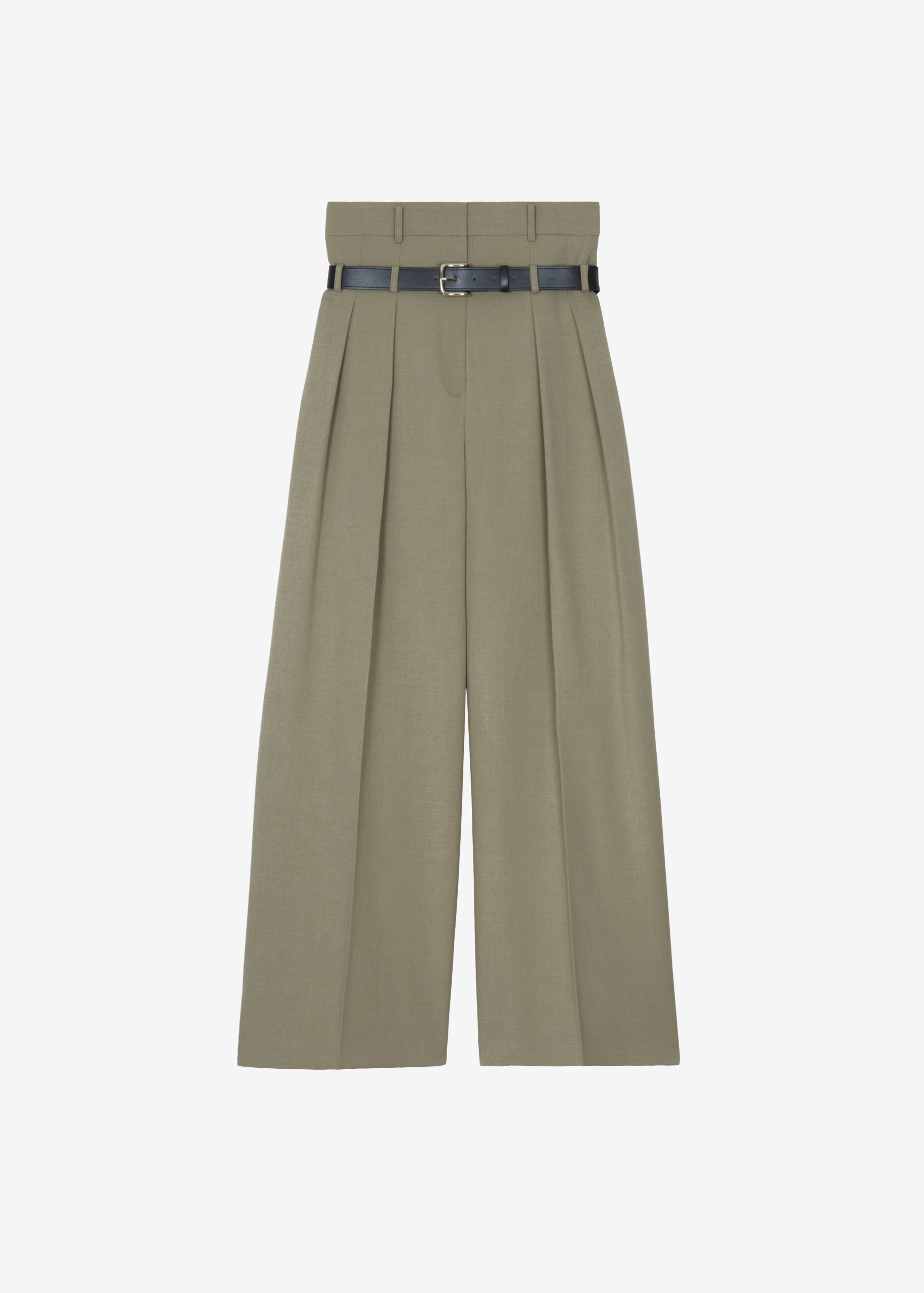 Hobart Double Belt Loop Trousers - Pale Olive by The Frankie Shop - Pants The Frankie Shop Hobart Double Belt Loop Trousers - Pale Olive - Oversized Minimalist Pants in Green - Shop at Luxury Shoes