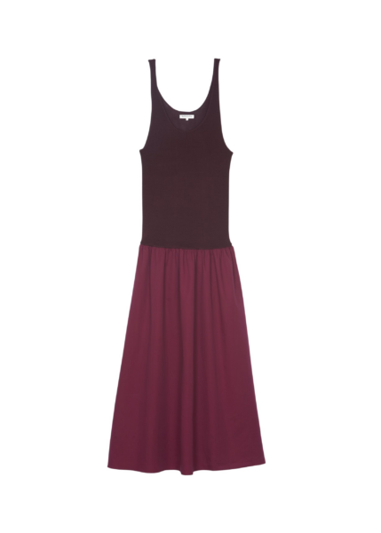 The Frankie Shop Iliya Drop Waist Maxi Dress - Burgundy - Oversized Minimalist Dresses in Red - Shop at Luxury Shoes 