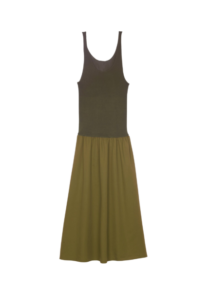 The Frankie Shop Iliya Drop Waist Maxi Dress - Olive - Oversized Minimalist Dresses in Green - Shop at Luxury Shoes 