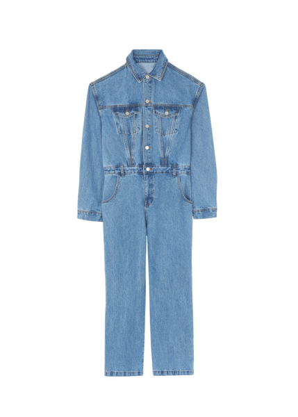 The Frankie Shop Jas Denim Jumpsuit - Dark Indigo - Oversized Minimalist Jumpsuit in Blue - Shop at Luxury Shoes 