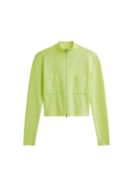 The Frankie Shop Juilly Knit Zip Cardigan - Lime - Oversized Minimalist Knitwear in Green - Shop at Luxury Shoes 