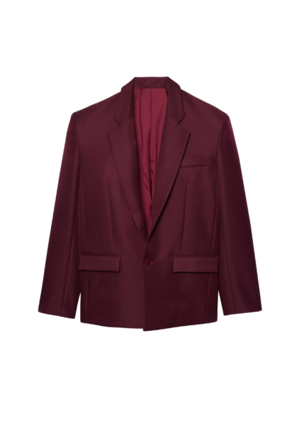 The Frankie Shop Jun Blazer - Burgundy - Oversized Minimalist Jackets in Red - Shop at Luxury Shoes 